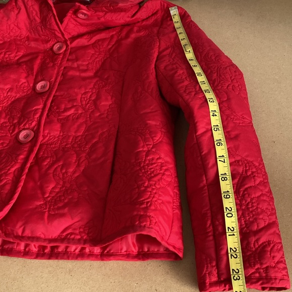 John Paul Richard Uniform Petite Red Silk Blend Jacket. Red Quilted Detail. PL - Picture 9 of 9